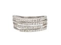 Contemporary four row diamond ring in 18kt white gold