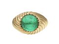 French 1940s Colombian Emerald Cabochon Bombé Ring in 18kt Yellow Gold