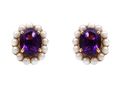 Vintage Amethyst & Pearl Cluster Earrings