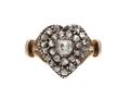 Antique Diamond Heart Cluster in Silver on 18kt Yellow Gold