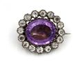 Antique Amethyst & Paste Oval Cluster Brooch