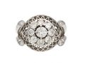 1950s Floral Openwork Dome Ring in Platinum