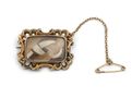 Antique Mourning Brooch with Braided Hair in Yellow Gold