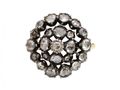 Early Victorian Rose Cut Diamond Circular Cluster Ring in Silver on Gold