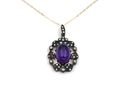 Vintage Costume Amethyst & Opal Pendant on Yellow Gold Chain