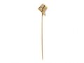 Antique sapphire and diamond Greek key stickpin in yellow gold