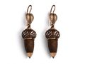 Rare Victorian Acorn Earrings with Woven Hair & Rose Gold