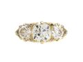 Victorian Three Stone Diamond Carved Ring in 18kt Yellow Gold