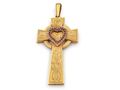 Antique Celtic cross with ruby and pearl heart in yellow gold