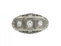 Art Deco style diamond three stone filigree ring in 14kt gold