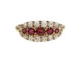 1902 Ruby & Diamond Five Stone Cluster Ring 18kt Yellow Gold