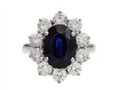 Vintage Oval Sapphire & Diamond Coronet Cluster Ring in 18kt White Gold