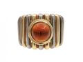 Vintage Citrine Cabochon & Two Tone Linear 18kt Gold Ring