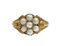 Victorian Natural Pearl Floral Cluster Ring in Yellow Gold