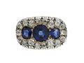 Victorian Sapphire & Diamond Three Stone Cluster Ring in 18kt Gold