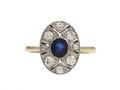 Art Deco sapphire and diamond fancy oval cluster ring