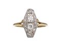 Art Deco diamond marquise shape plaque ring in 18kt yellow gold