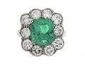 Colombian emerald and diamond cluster ring