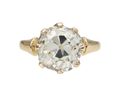 3.80ct cushion cut diamond solitaire engagement ring in 18kt yellow gold