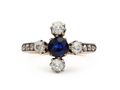 Edwardian Sapphire & Diamond Cruciform Cluster in 18kt Yellow Gold