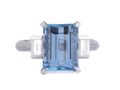 Art Deco style aquamarine and diamond step ring in platinum with 4ct centre stone – Matthew Weldon
