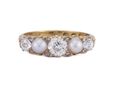 Victorian five-stone ring with diamonds and pearls in 18kt gold, hallmarked 1894 – Matthew Weldon