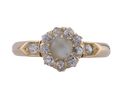 Antique chrysoberyl and Old Mine cut diamond cluster ring in 18kt gold, hallmarked London – Matthew Weldon