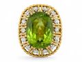 Retro 1950s peridot and diamond cocktail ring in 18kt gold