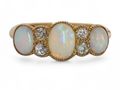 Antique opal and diamond three stone carved ring in 18kt yellow gold – Matthew Weldon