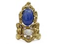 Art Nouveau style sapphire, pearl and diamond mermaid ring