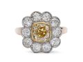 Vintage 1.10ct pale yellow diamond floral cluster ring