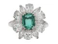 1950s emerald and diamond fancy cluster ring in platinum