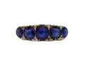 Victorian sapphire five stone carved ring in 18kt yellow gold
