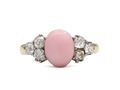 Antique pink conch pearl and Old Mine cut diamond ring