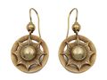 Victorian hollow sun burst pendant earrings in 15kt yellow gold