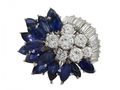1960s diamond and marquise sapphire fancy cluster ring