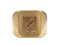 French 1940s heavy rectangular crest intaglio signet ring