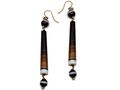 Victorian banded onyx sphere and barrel long drop earrings