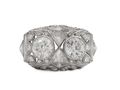 Art Deco style two stone diamond plaque ring in 18kt white gold