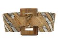 1970s tiger's eye herringbone buckle bracelet in two tone gold