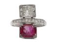 Art Deco 'toi et moi' diamond and ruby two stone ring