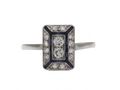 French Art Deco diamond and sapphire rectangular cluster ring