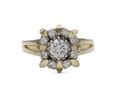 Vintage structural diamond cluster ring in 14kt gold