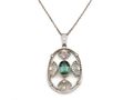 Edwardian tourmaline, diamond and pearl openwork pendant