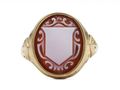 Victorian oval sardonyx cameo memorial signet ring in gold