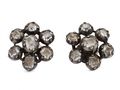 Rare Georgian table cut diamond cluster earrings