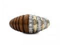 1970s vertical ribbed bombe tiger's eye and diamond ring in gold