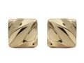 Vintage hollow square ripple earrings in 14kt yellow gold