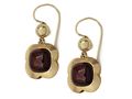 Antique carbuncle garnet quatrefoil drop earrings in gold