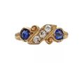 Victorian diamond and sapphire scroll ring in 18kt gold